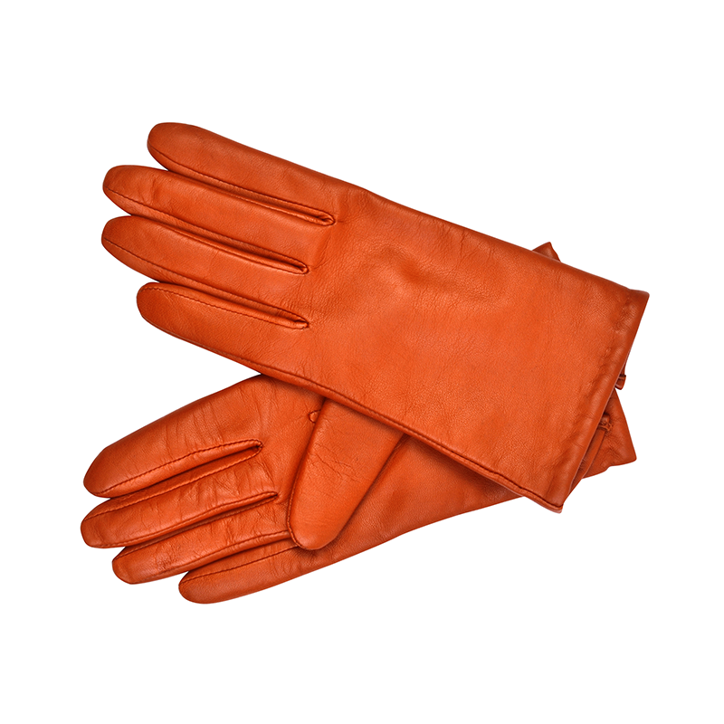 Soft Orange Leather Gloves