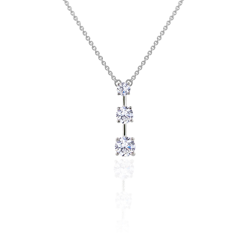 Three Diamond Drop Pendant Necklace
