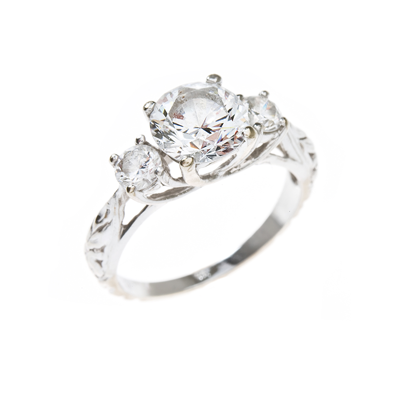 Three Stone Diamond White Gold Ring