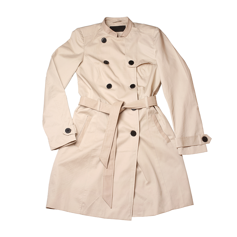 Double Breasted Banded Collar Trench Coat