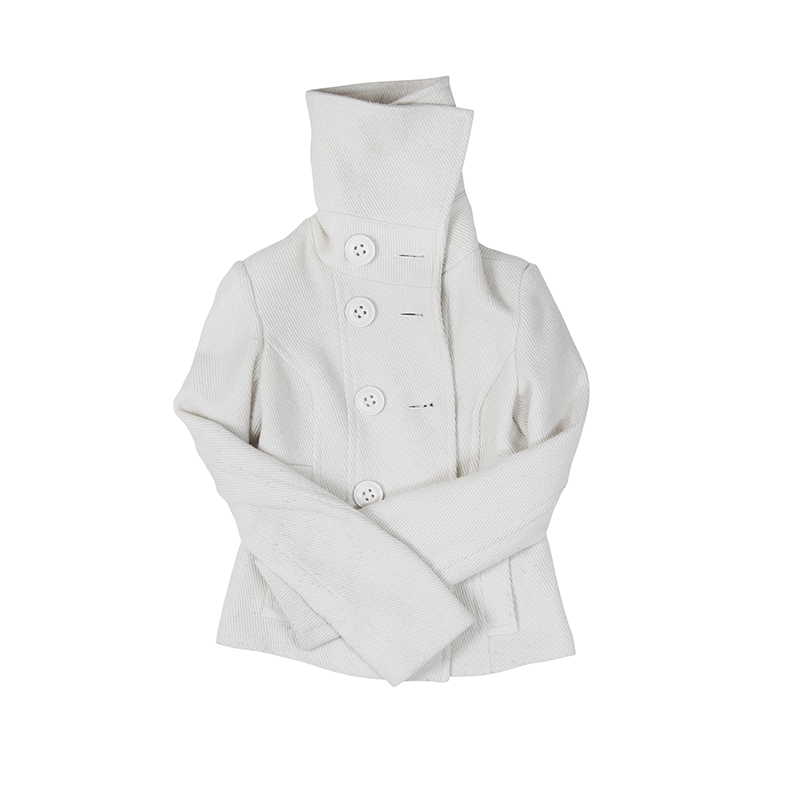 White Wool Slouch Collar Pea Coat