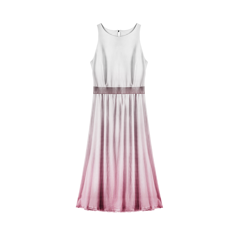 Sleeveless Belted Gradient Dress