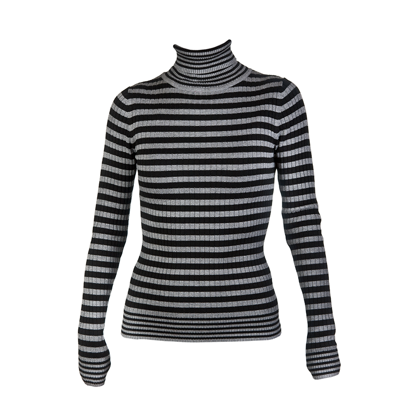 Knit Striped Turtleneck Sweater